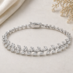 Silver Zircon Ferns Bracelet