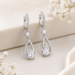 Silver Zircon Drizzle Drop Earrings